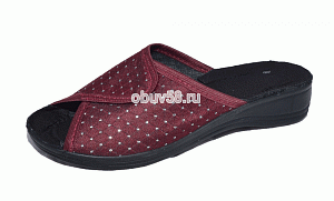 Тапочки жен.RG 326-081-3 бордо клетка откр.нос (36-40)(1х6)