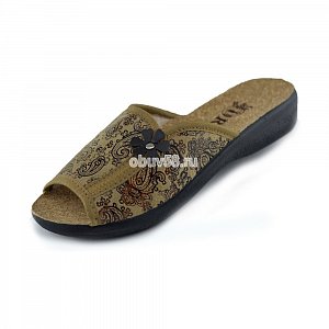 Тапочки жен.RG 326-753 о.н. коричневые огурцы  (36-40) (1х6)